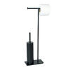 Double Roller Holder with Black Stainless Steel Bathroom Brush